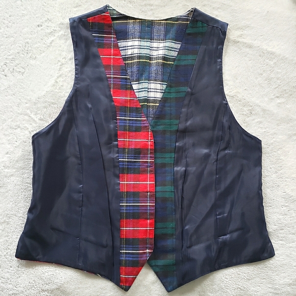 90s Vintage Patchwork Plaid Vest Talbots - Picture 3 of 12